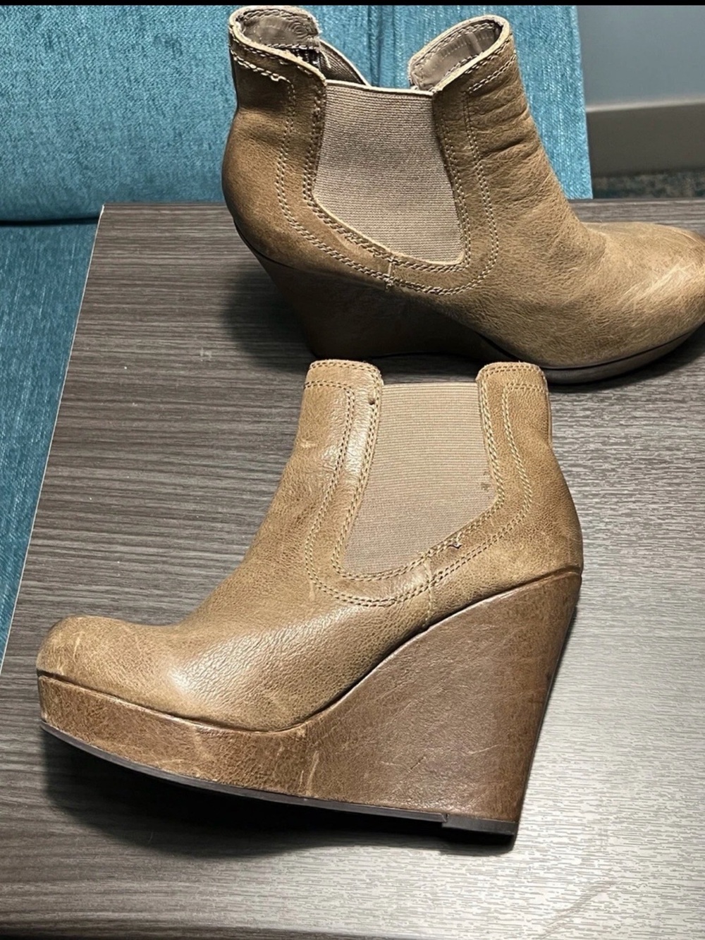Seychelles Brown Genuine Leather Wedges Booties Boots Shoes Size 7.5 Y2K